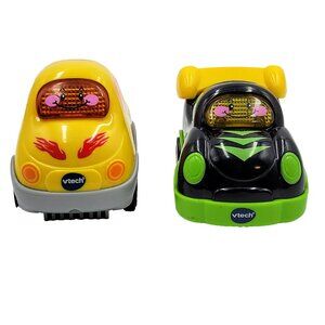 Vtech Go! Go! Smart Wheels Vehicles Lot Of 2 Yellow Car Black Race Car Tested